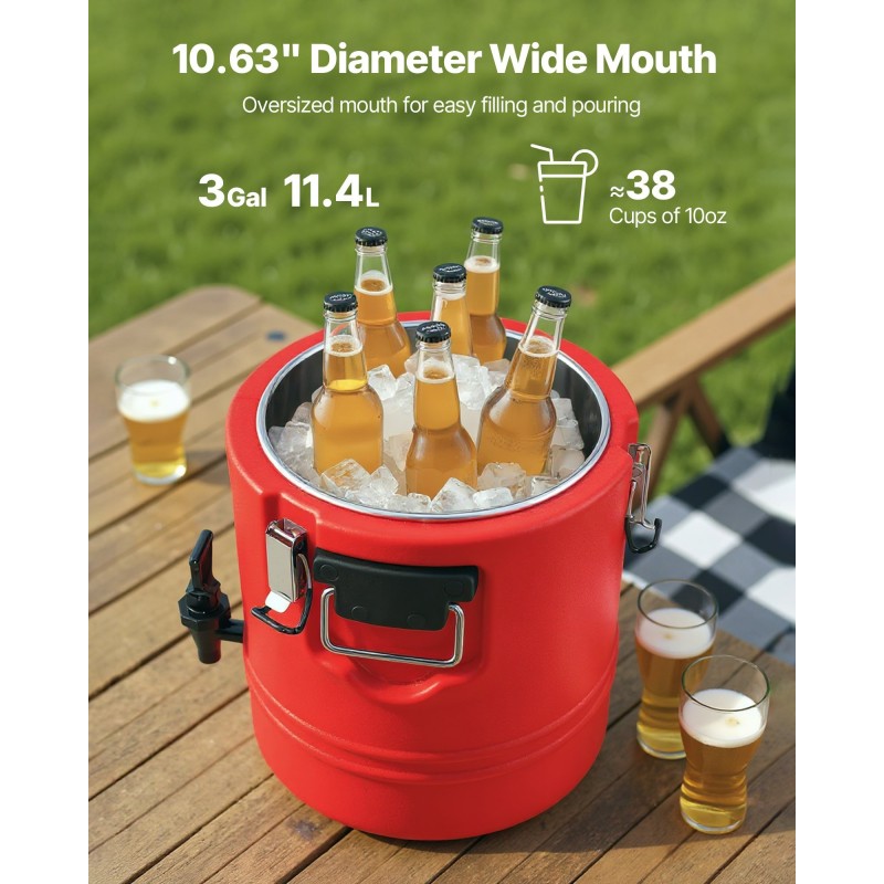 Eristetty juoma-annostelija 11,4 l 304-ruostumaton teräs kuumille ja kylmille juomille