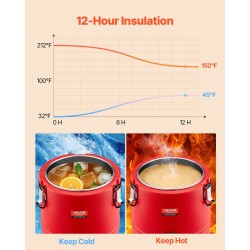 Eristetty juoma-annostelija 11,4 l 304-ruostumaton teräs kuumille ja kylmille juomille