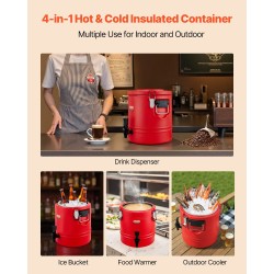 Eristetty juoma-annostelija 11,4 l 304-ruostumaton teräs kuumille ja kylmille juomille