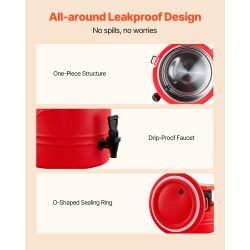 Eristetty juoma-annostelija 11,4 l 304-ruostumaton teräs kuumille ja kylmille juomille