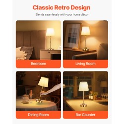 Pöytävalaisin kangasvarjostimella galvanisoitu metalli johdoton suurikapasiteettinen akku kolmitasoinen kirkkaudensäätö