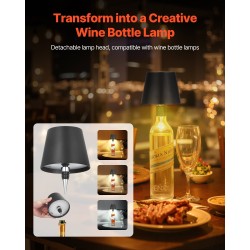 Langaton pöytävalaisin 2 kpl ladattava 5200 mAh akku 3 säädettävää korkeutta 3000–6500K