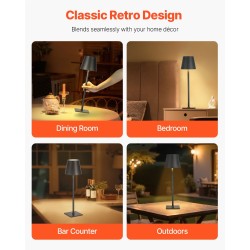 Pöytävalaisimet langattomat ladattavat portaaton himmennys 2 kpl musta 5200 mAh akku 3000–6500K