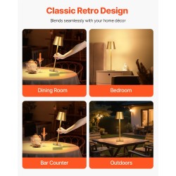 Pöytävalaisin ladattava akku 5200mAh 2 kpl kolmivärinen portaaton himmennys