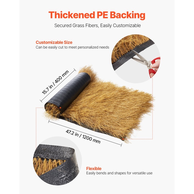 Keinotekoinen olkikatto PE-materiaalista 1200×400 mm vesitiivis UV-säteilynkestävä