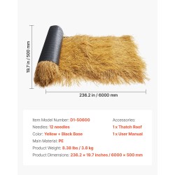 Tekokattomatto PE-materiaali 0,5 m × 6 m olkikattoa muistuttava