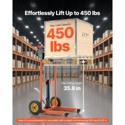 Materiaalinostovaunu hydraulinen käsikäyttöinen 205 kg hiiliteräs taittuva nostokorkeus 900 mm