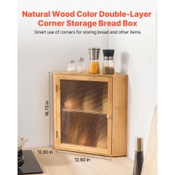 Kaksitasoinen kulmaleipälaatikko bambupuusta säädettävillä jakajilla akryyliovella