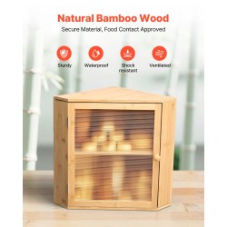 Kaksitasoinen kulmaleipälaatikko bambupuusta säädettävillä jakajilla akryyliovella