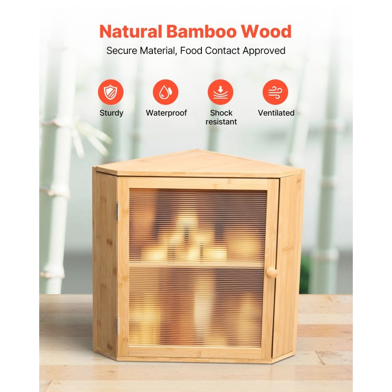 Kaksitasoinen kulmaleipälaatikko bambupuusta säädettävillä jakajilla akryyliovella