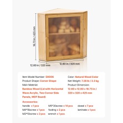 Kaksitasoinen kulmaleipälaatikko bambupuusta säädettävillä jakajilla akryyliovella