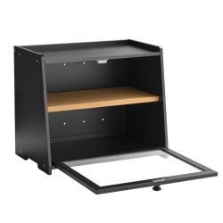 Leipälaatikko kaksikerroksinen bambuinen musta säädettävä sisäjakaja akryyliovi