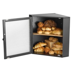 Leipälaatikko bambupuinen kaksitasoinen kulmamalli 320x320x425 mm musta
