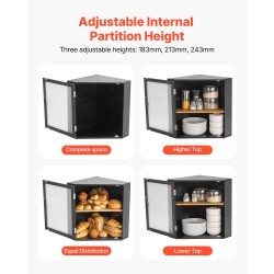 Leipälaatikko bambupuinen kaksitasoinen kulmamalli 320x320x425 mm musta