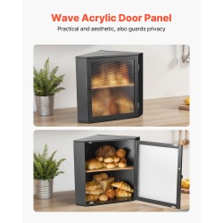 Leipälaatikko bambupuinen kaksitasoinen kulmamalli 320x320x425 mm musta