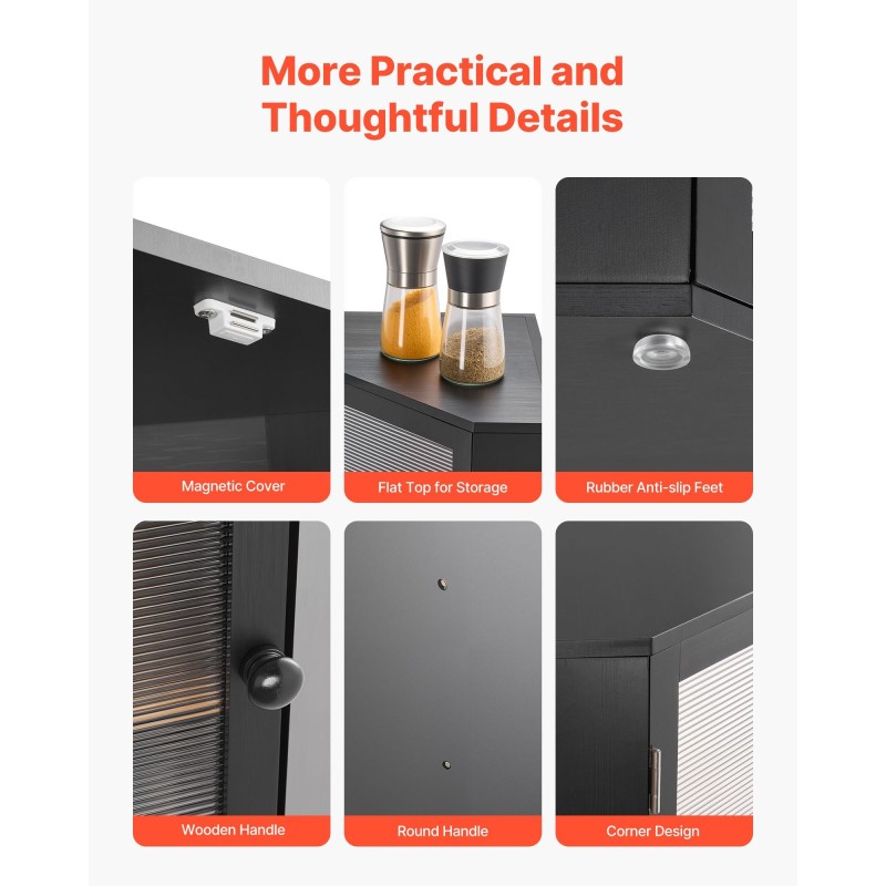 Leipälaatikko bambupuinen kaksitasoinen kulmamalli 320x320x425 mm musta