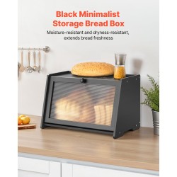 Leipälaatikko bambupuinen musta yksikerroksinen 420 x 250 x 260 mm tilava