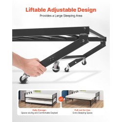 Metallinen daybed-runko musta muunneltava parivuode tai kaksi yhden hengen sänkyä