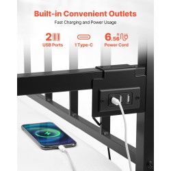 Metallinen monitoimipäivävuode 196 x 98 cm monivärivaloilla ja latausasemalla