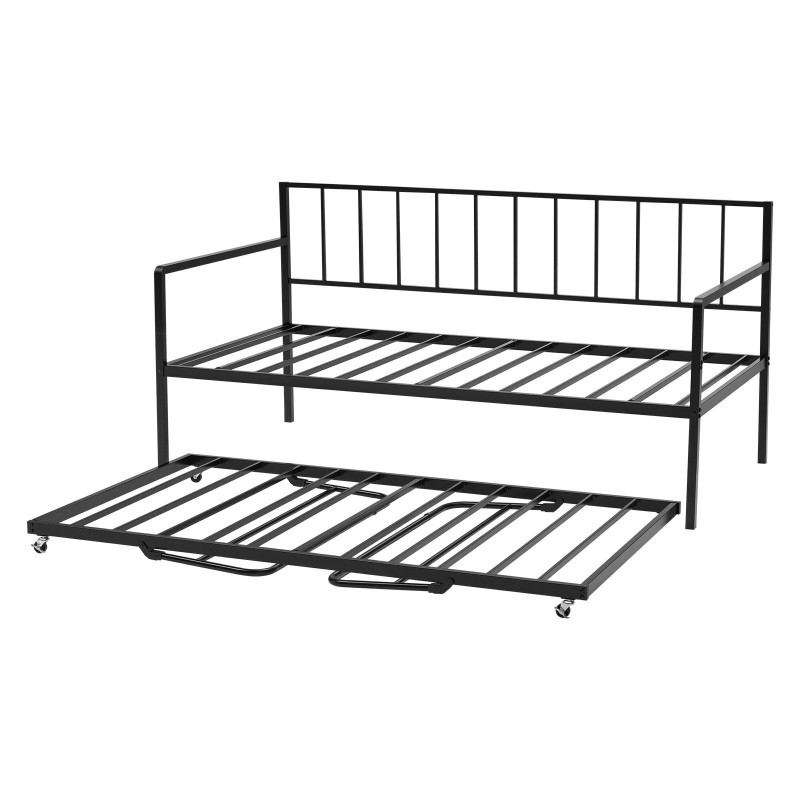 Metallinen monitoimipäivävuode 196 x 98 cm monivärivaloilla ja latausasemalla