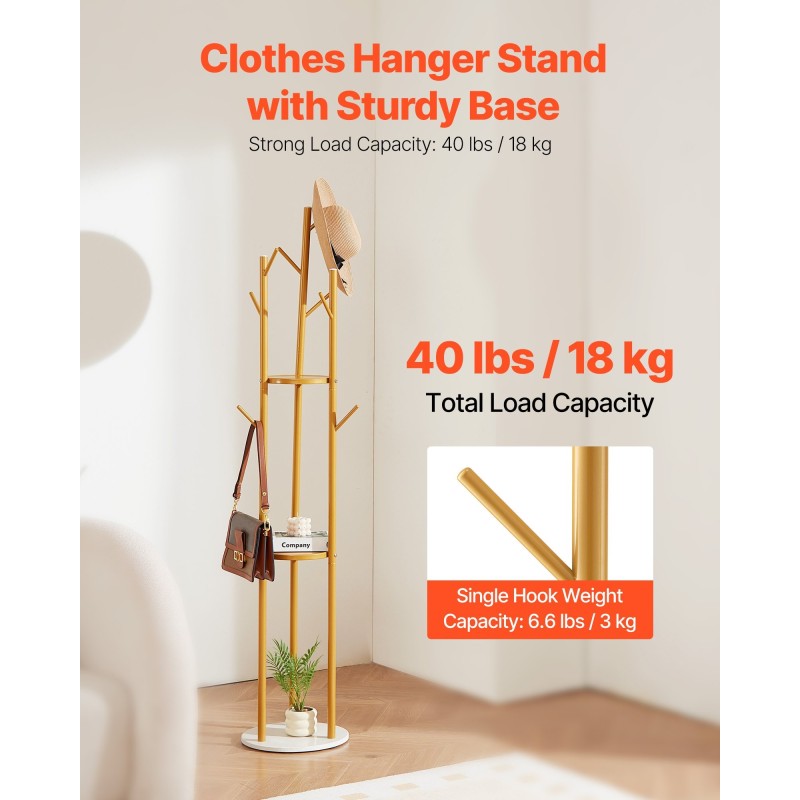 Vapaasti seisova hiiliteräksinen naulakko 9 koukkua valkoinen kvartsikivijalusta 170 cm