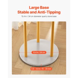 Vapaasti seisova hiiliteräksinen naulakko 9 koukkua valkoinen kvartsikivijalusta 170 cm