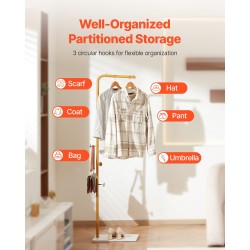 Vapaasti seisova vaateteline hiiliteräsrunko kvartsikivijalusta 3 koukkua 170 cm