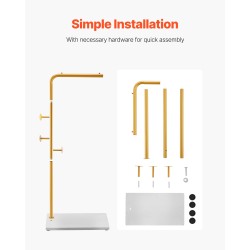 Vapaasti seisova vaateteline hiiliteräsrunko kvartsikivijalusta 3 koukkua 170 cm