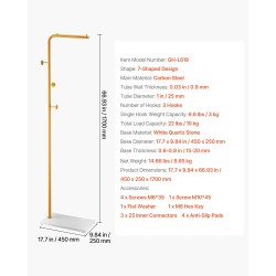 Vapaasti seisova vaateteline hiiliteräsrunko kvartsikivijalusta 3 koukkua 170 cm