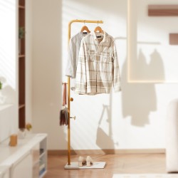 Vapaasti seisova vaateteline hiiliteräsrunko kvartsikivijalusta 3 koukkua 170 cm