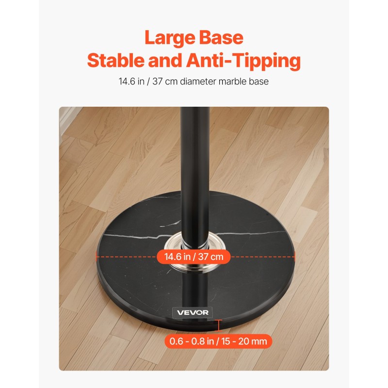 Itseseisova naulakko hiiliteräksinen runkoputki musta marmorijalusta kuusi koukkua kompakti eteiseen