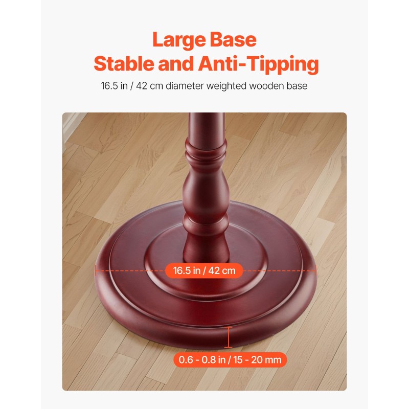 Vapaasti seisova koivupuinen naulakko 11 koukkua 176 cm painotetulla puupohjalla