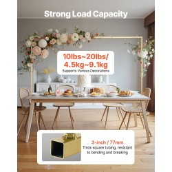 Teräksinen säädettävä pöytäteline puristimella juhlakoristeluun kullanvärinen