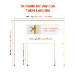 Teräksinen säädettävä pöytäteline puristimella juhlakoristeluun kullanvärinen