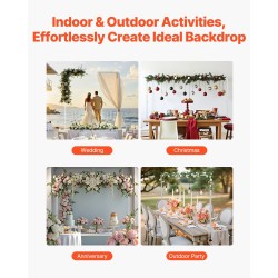 Pöytäkaariteline teräksinen säädettävä valkoinen 711–2489 mm juhlakoristeille