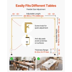 Pöydän yläpuolinen kaariteline juhliin Q235-teräs säädettävä 711–2489 mm sopii 0–77 mm