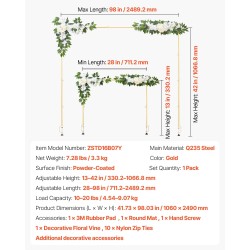 Pöydän yläpuolinen kaariteline juhliin Q235-teräs säädettävä 711–2489 mm sopii 0–77 mm
