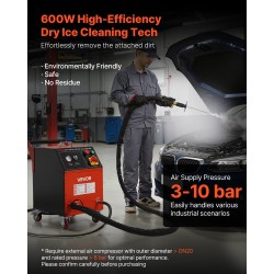 Kuiva jääpuhalluskone 5 kg säiliöllä liikuteltava neljällä suuttimella