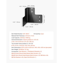 Teräksiset kulmaraudat 4 mm 8 kpl sarjan kantavuus 1000 kg ulkokäyttöön