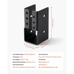 Teräspalkkikannatin piilokiinnitteinen 49 x 92 mm 2x4 puupalkille säänkestävä 12 kpl