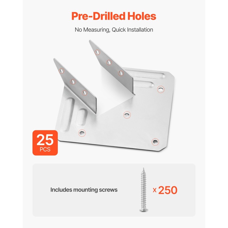 Teräksiset korroosionkestävät kattotuolien kiinnikkeet 25 kpl ulkokäyttöön