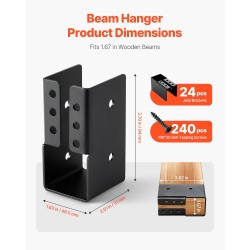 Palkkikannatin teräksinen piilosasennettava sopii 2x4-puulle 49x92 mm 24 kpl ulkokäyttöön