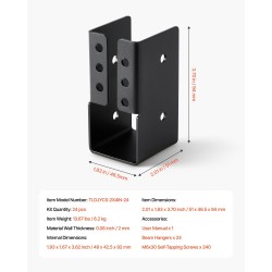 Palkkikannatin teräksinen piilosasennettava sopii 2x4-puulle 49x92 mm 24 kpl ulkokäyttöön