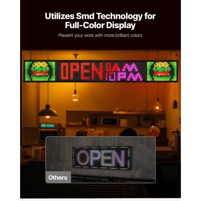 Ohjelmoitava täysvärinen P10 LED-näyttö alumiinirunko 1310×190×55 mm