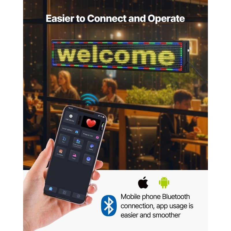 Ohjelmoitava täysvärinen P10 LED-näyttö alumiinirunko 1310×190×55 mm