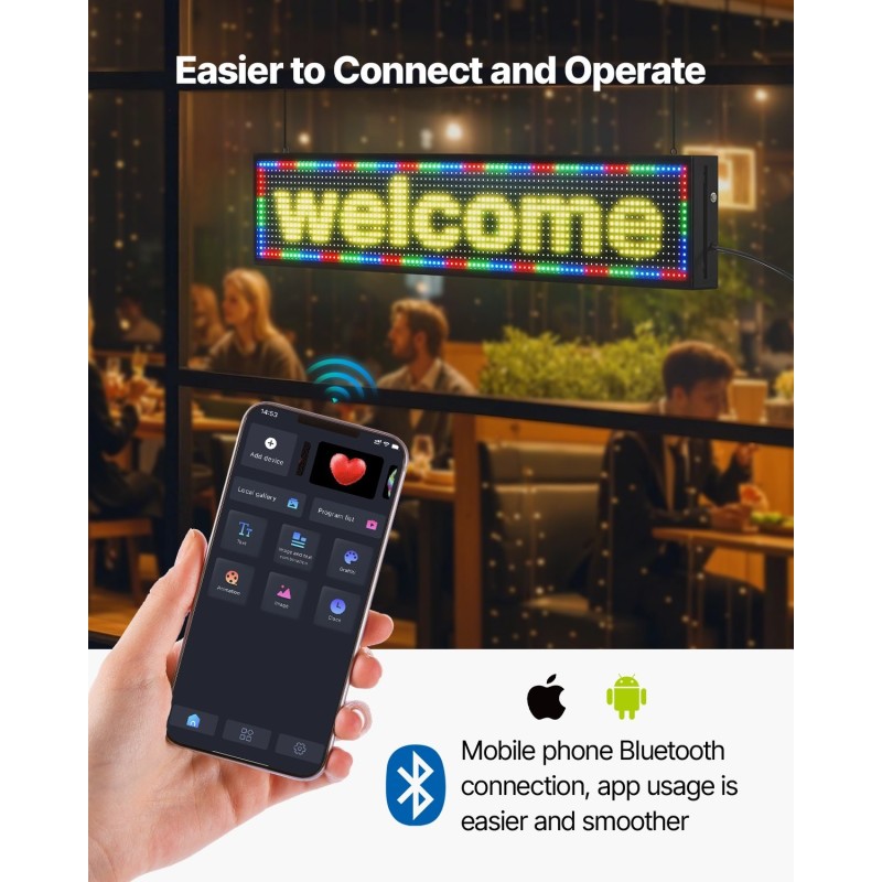 LED-mainoskyltti täysvärinen P10 joustava 990x190 mm alumiinirunkoinen ohjelmoitava