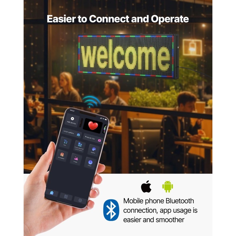 LED-mainostaulu P10 täysvärinen alumiinirunkoinen 990x350x55 mm vierivä teksti liikkeisiin