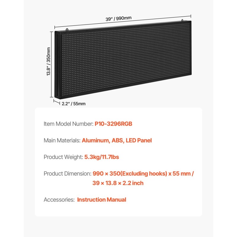 LED-mainostaulu P10 täysvärinen alumiinirunkoinen 990x350x55 mm vierivä teksti liikkeisiin
