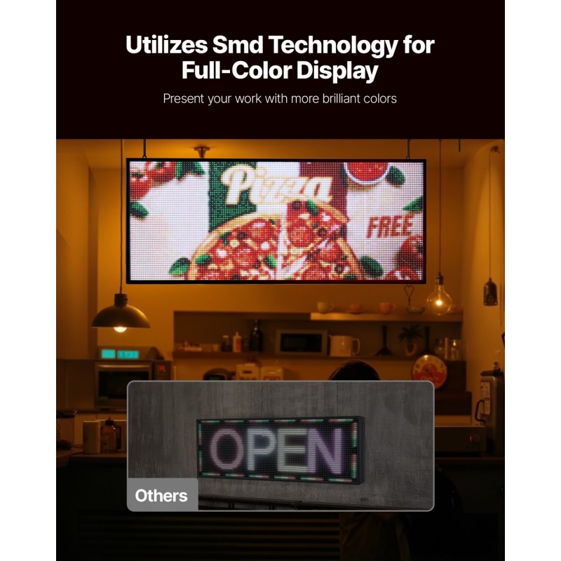 Ohjelmoitava täysivärinen LED-mainostaulu P6 alumiinirunko 990x412 mm