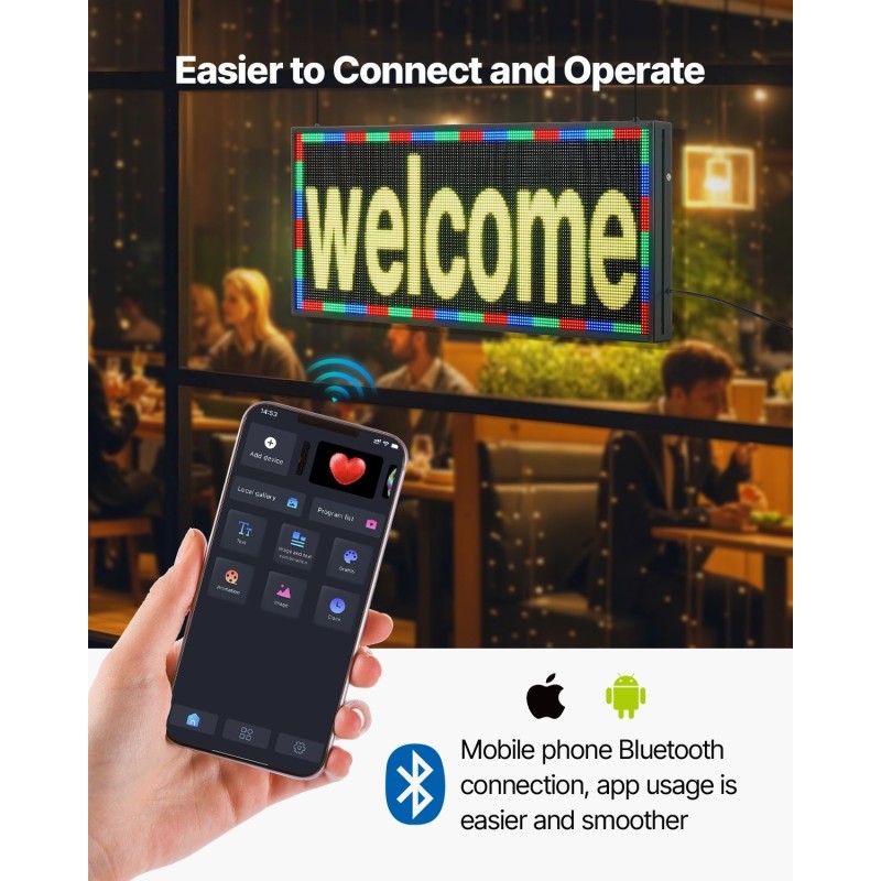 Ohjelmoitava täysivärinen LED-mainostaulu P6 alumiinirunko 990x412 mm